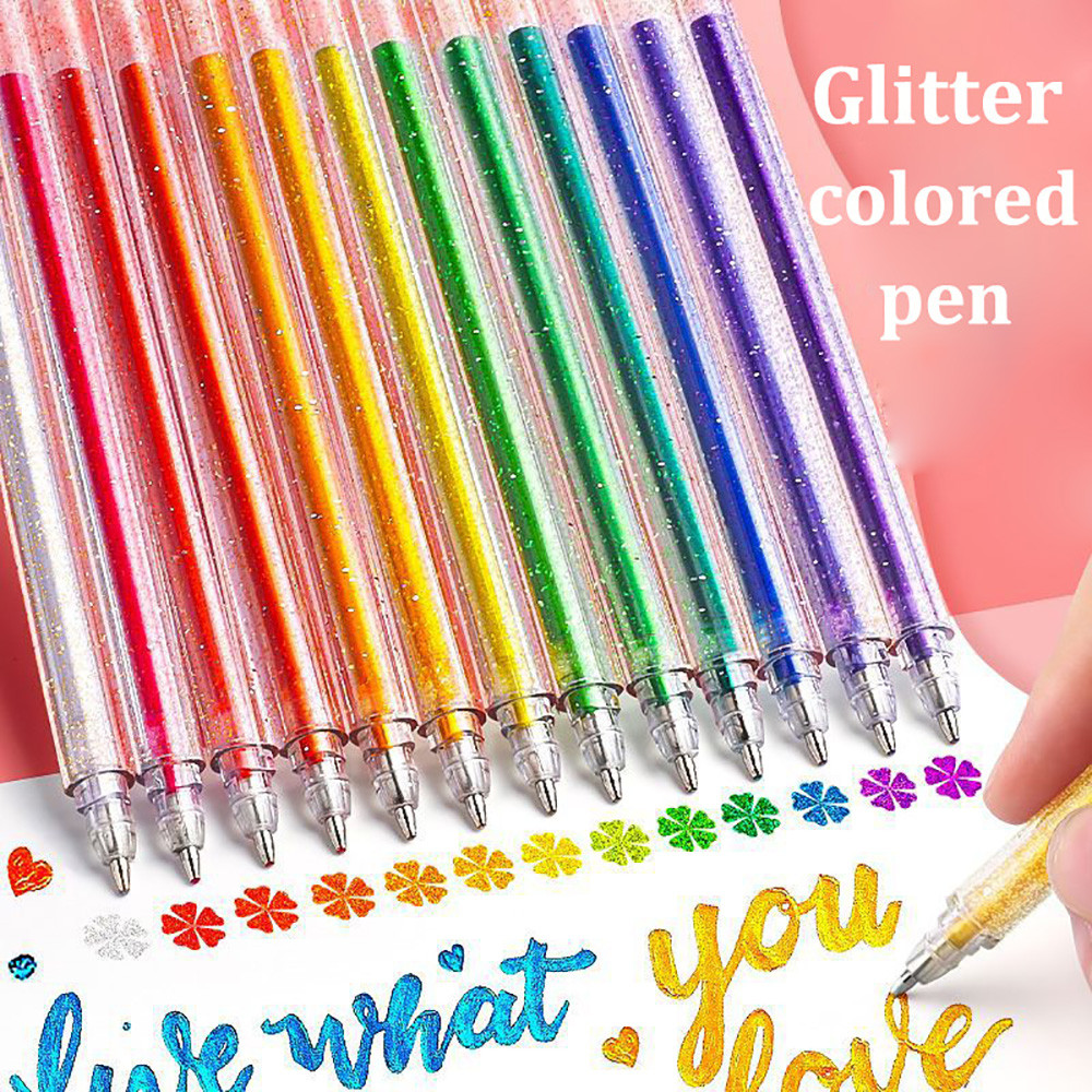 

8 Colors Glitter Gel Pen Set Stationery Iitems 4.0mm Gel Pens DIY Writing Drawing Stationery Back to School Supplies Gifts