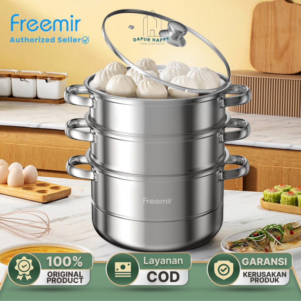 freemir Steamer 3 Lapis Stainless Steel Panci Tiga Tingkat kukus