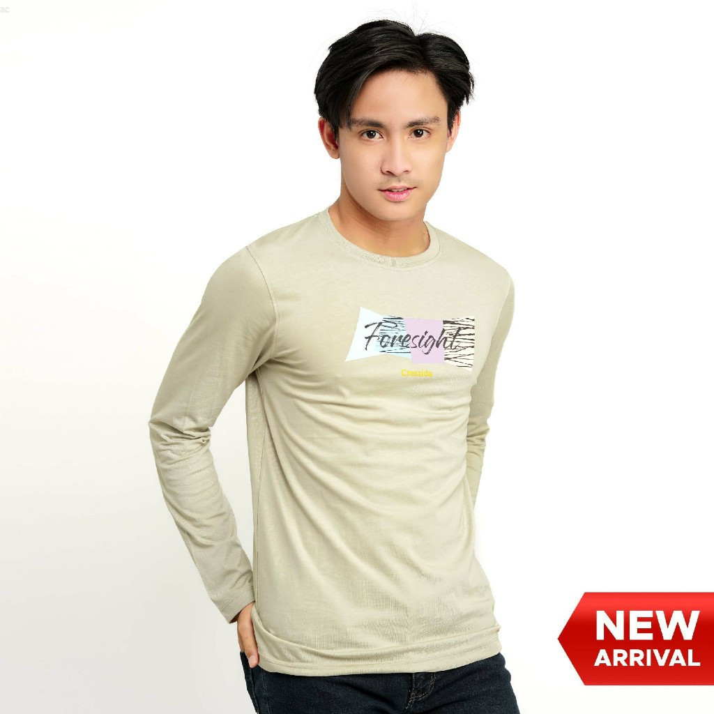 Cressida Kaos Lengan Panjang Pria T-Shirt Longsleeve Motif  - MMBAL.HB126G Beige Cressida Original