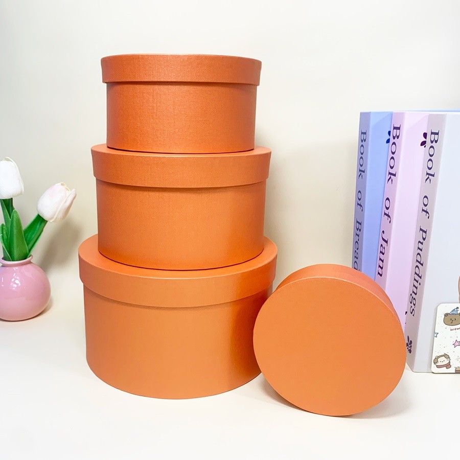

Round Gift Boxes with Lids Set of 4 Orange Gift Box Nesting Gift Boxes for Diy Birthday Party Wedding Valentines Favor Boxes