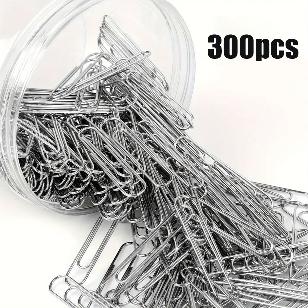 

300pcs silver paper clips, 28mm office binding paper clips, suitable for office file storage, school, home.