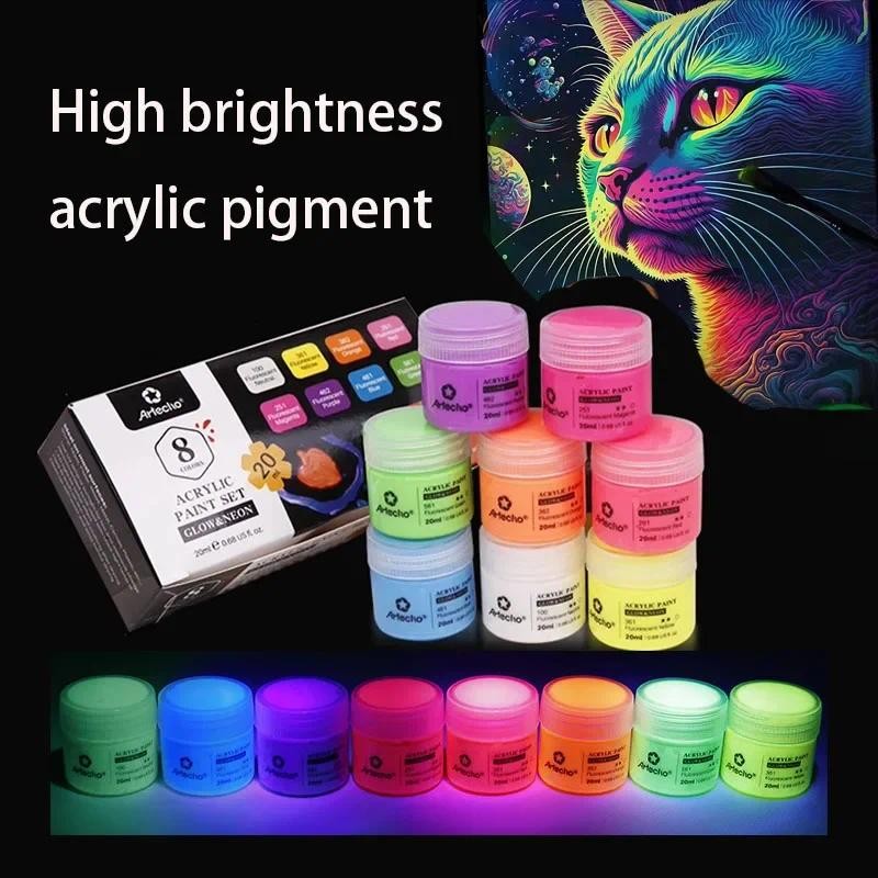 

Glow-in-the-dark Pigment 8-color Set 20ml Water-based Paint Hand-painted Graffiti DIY Bag Shoes Clothing Nightglow Pigment