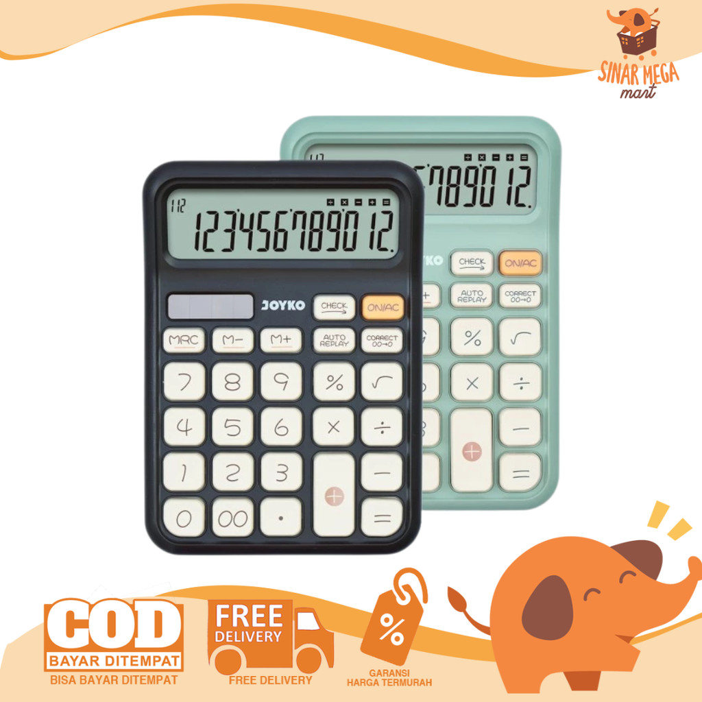 

Joyko Calculator CC-71CO Kalkulator 12 Digit Check & Correct Hitam Hijau
