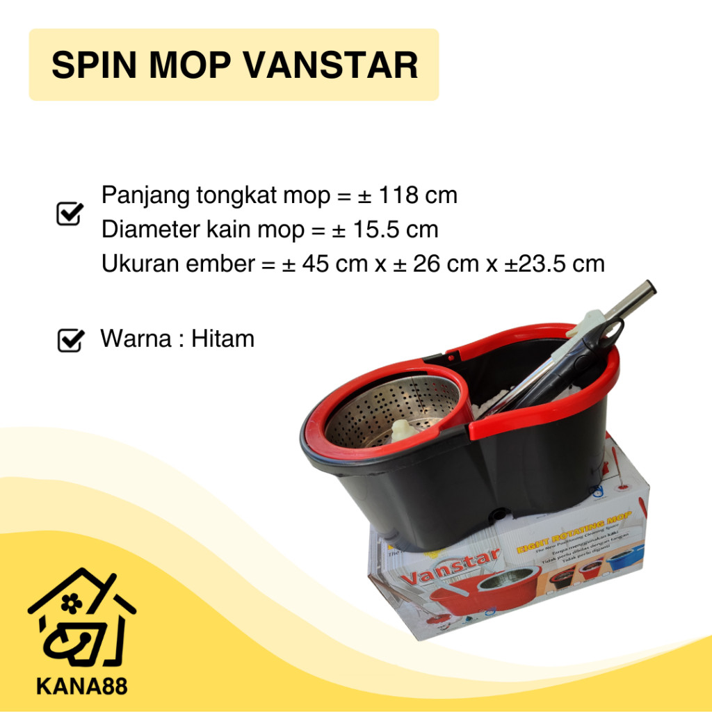 Alat Pel Lantai Vanstar Putar 360 Derajat Rotating Mop Spin Mop