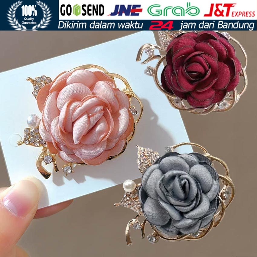 Bros Bunga Mawar Pria Elegan / Pin Jas Fashion Rose Flower / Aksesoris Lapel Suit Formal