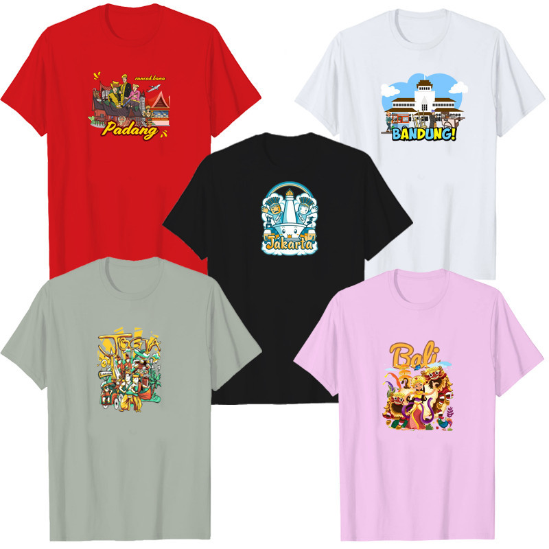 Kaos Dewasa Baju Oleh Oleh Indonesia Jakarta Bali Jogja Labuan Bajo Setelan Atasan Anak Anak Oleh2