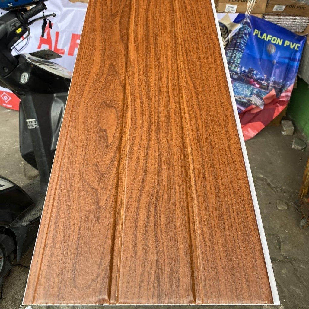 BATAVIA PLAFON 608 Panjang 1 Meter Lebar 30cm Tebal 8mm Plafon PVC Motif Kayu Mewah Japandi Desain J