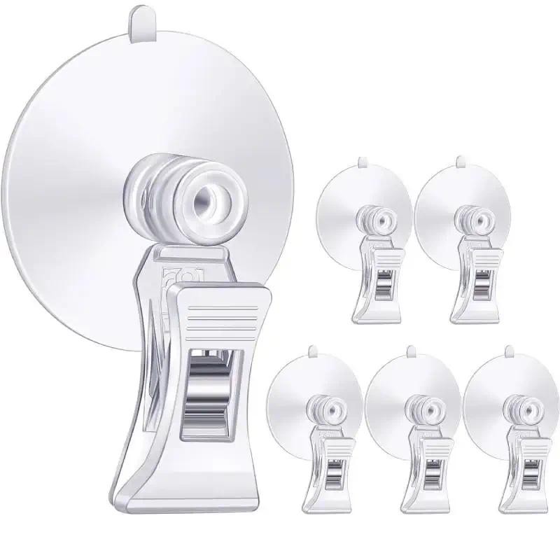 

5pcs Round Suction Cup Clip Name Cards Merchandise Display Clip Holder Stand for Price Label Tags Advertising Pop Sign Paper