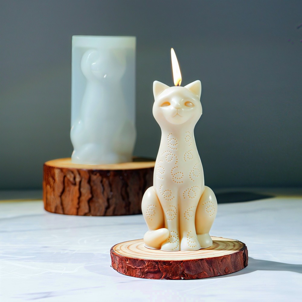 

3D Long Neck Kitty Candle Silicone Mold Handmade New DIY Sitting Cat Aromath Wax Gypsum Crafts Resin Soap Making Mold Home Decor