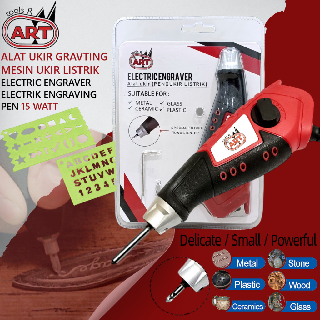 TEAMOR Alat Grafir Electric Engraver Alat Ukir Gravir Pengukir Listrik Elektrik 15W Mesin Gravir Gra