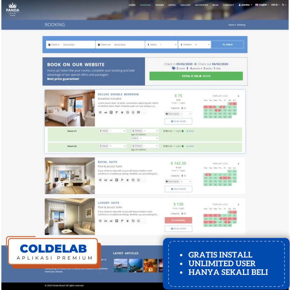 Source Code Aplikasi Booking Hotel Plus CMS PHP BGC