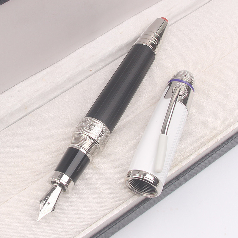

High Quality Great Feature Jimi Hen·drix Rollerball Fountain Pen Black Barrel White Cap Fine MB Engraving Platinum Clip