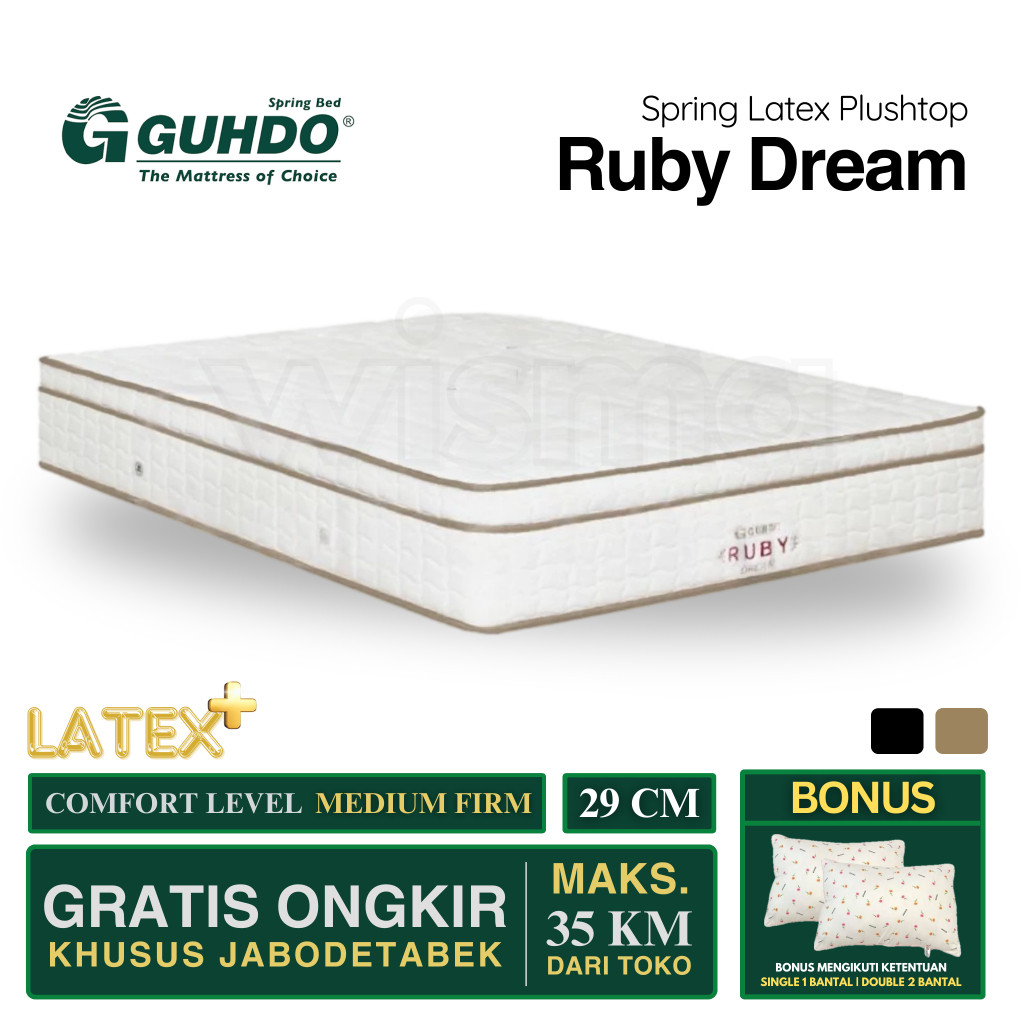 Kasur Springbed Guhdo Ruby Dream Spring Latex Tebal 29 cm 90x200 120x200 160x200 180x200 200x200 (Ka