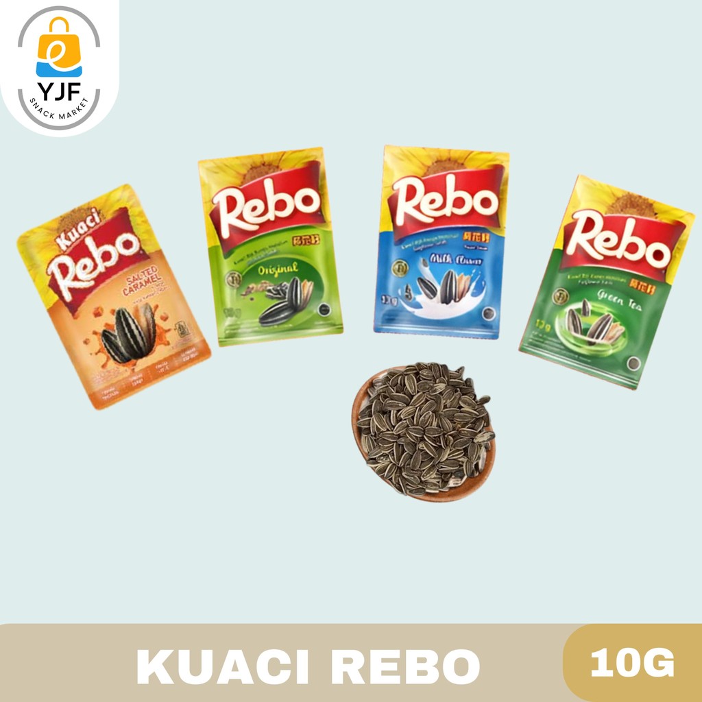 

Kuaci Rebo Sachet Rasa Original / Milk Flavour / Green Tea / Caramel Kemasan 10g 1 Pack /2 Renceng / 20 PCS