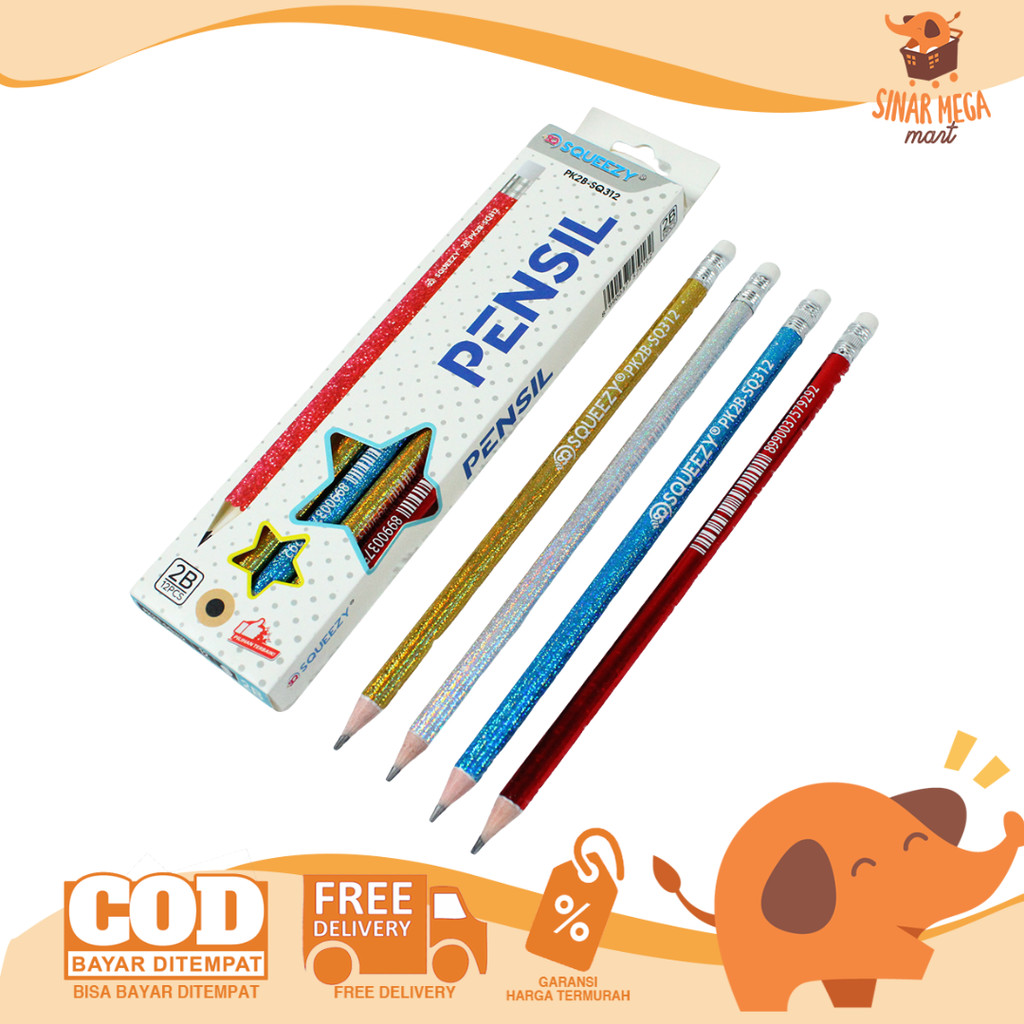

Squeezy Pensil 2B Sparkling Star + Penghapus PK2B-SQ312
