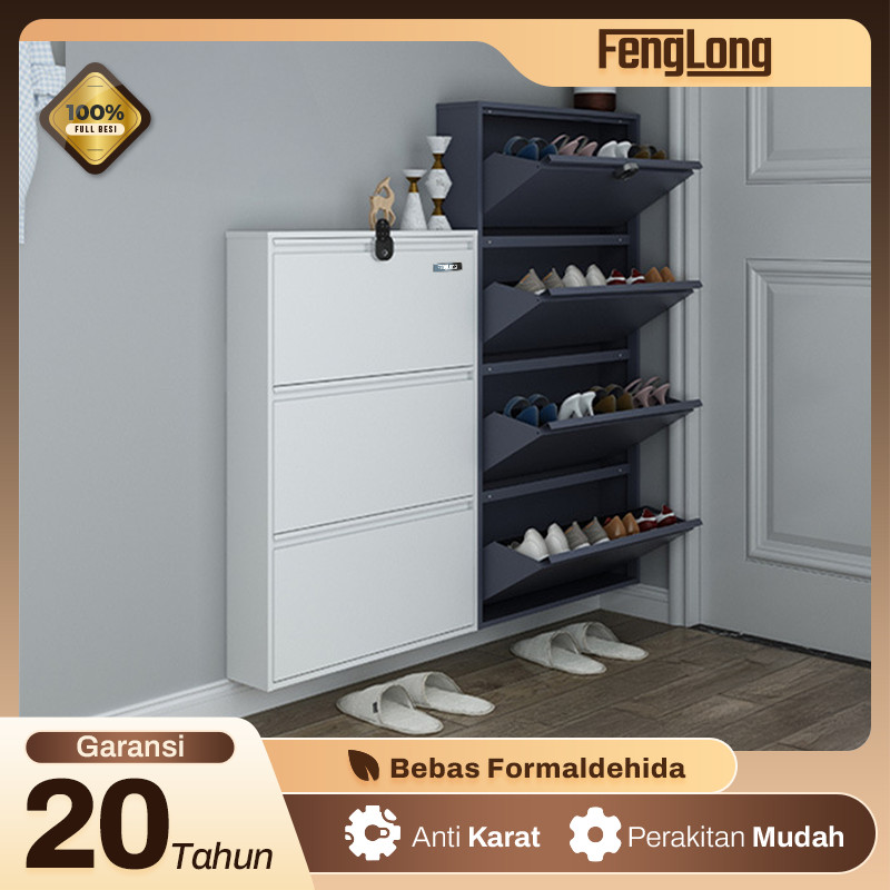 Lemari Sepatu Aluminium Lemari Sepatu Besi Lemari Sepatu Susun Tertutup Rak Sepatu Besi Kuat Tebal
