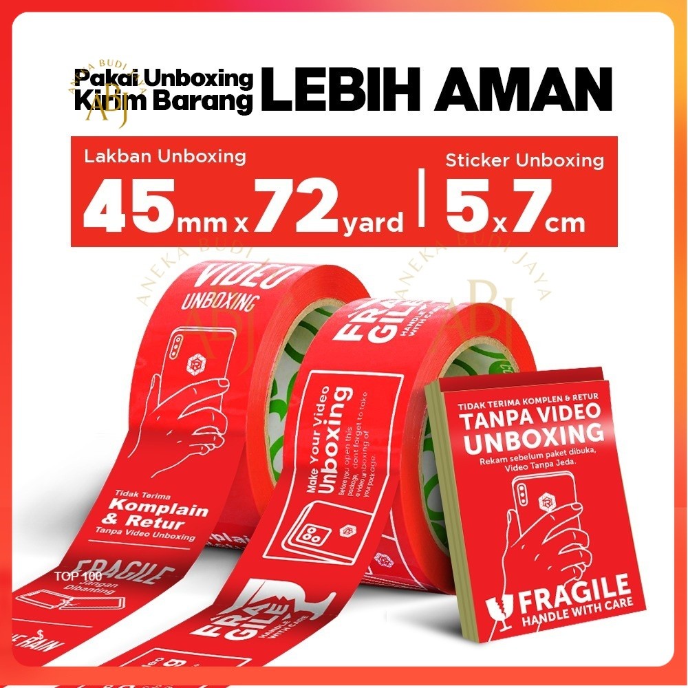 

Lakban Fragile Unboxing Bhs Indonesia 45mm x 72y|Lakban Unboxing Tape -