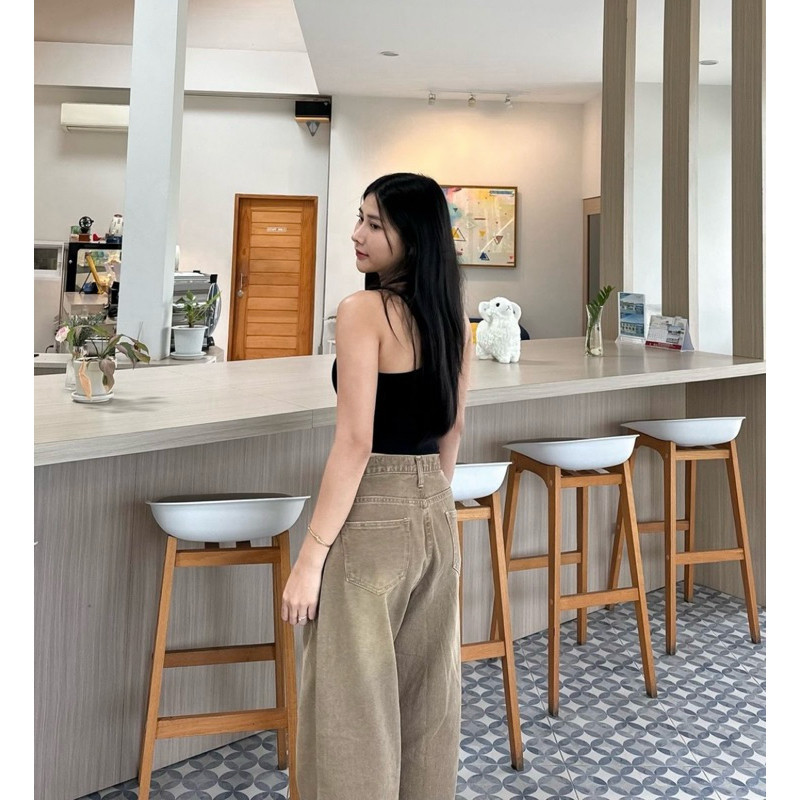 [𝗗𝘆𝗻𝗮𝗿𝗮] - KULOT HIGHWAISTLOOSE JEANS BAGGY MOCCA HENNY