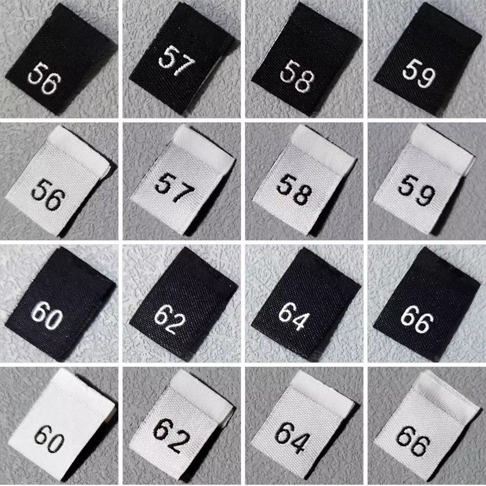 

200pcs 40-135 Kids Number Size Labels for Garment Black/White/ Polyester Woven Folded Labels Clothes Sewing Tags 35*12MM LB-037