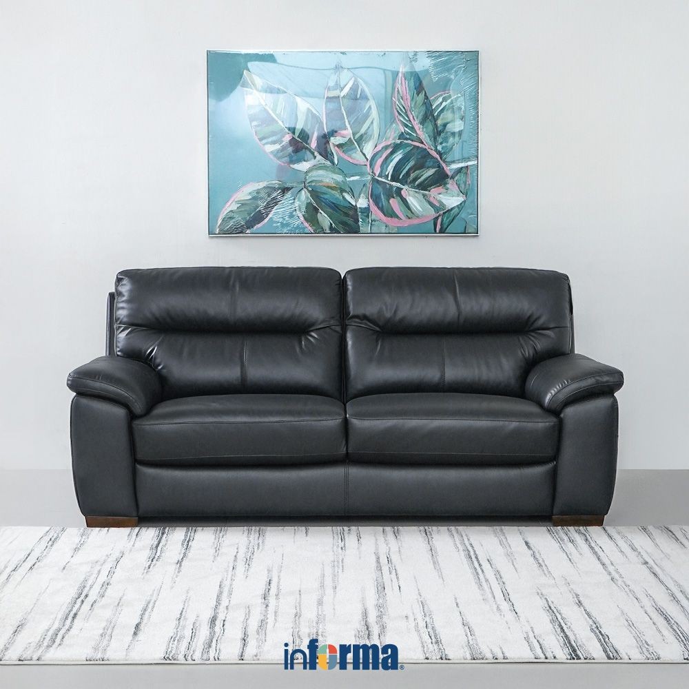 Informa Ferrara Fabian Sofa Kulit 3 Seater - Hitam Sofa Ruang Tamu Kursi Sofa Sofa Minimalis Kursi R