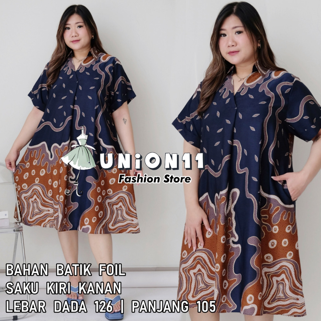 [𝗗𝘆𝗻𝗮𝗿𝗮] DRESS BATIK JUMBO WANITA / DRESS JUMBO WANITA LD 126 / BAJU JUMBO WANITA / BAJU KERJA WANIT