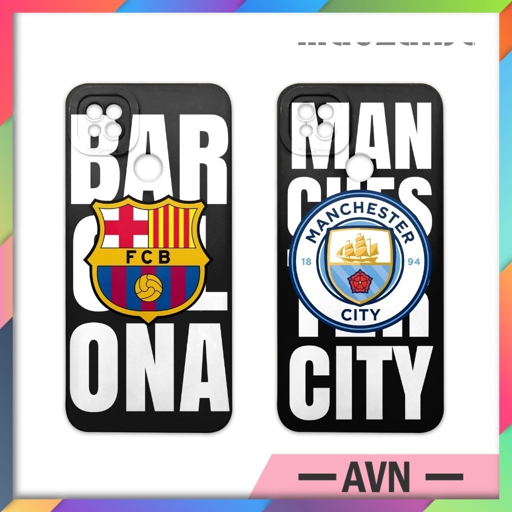 Casing Oppo A3X A60 A15 A15s A35 Model Gambar Club Bola - Softcase Silikon Tpu Motif Barca Man City