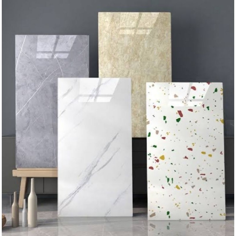 20pcs Wallpaper Dinding Vinyl Marble Tahan Air Aesthetic Keramik Hiasan Dinding Sticker Kamar Mandi