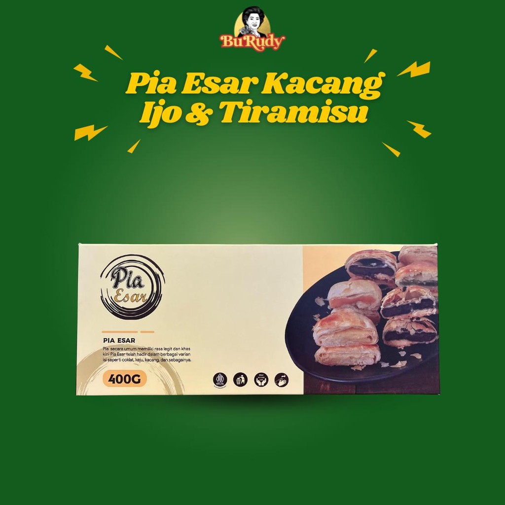 

Pia Esar – Pia Varian Kacang Hijau & Tiramisu Cocok Untuk Oleh-Oleh 400g