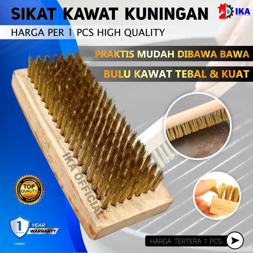 sikat kawat Kuningan / Sikat Kawat Gagang Kayu / Sikat kawat kuningan halus