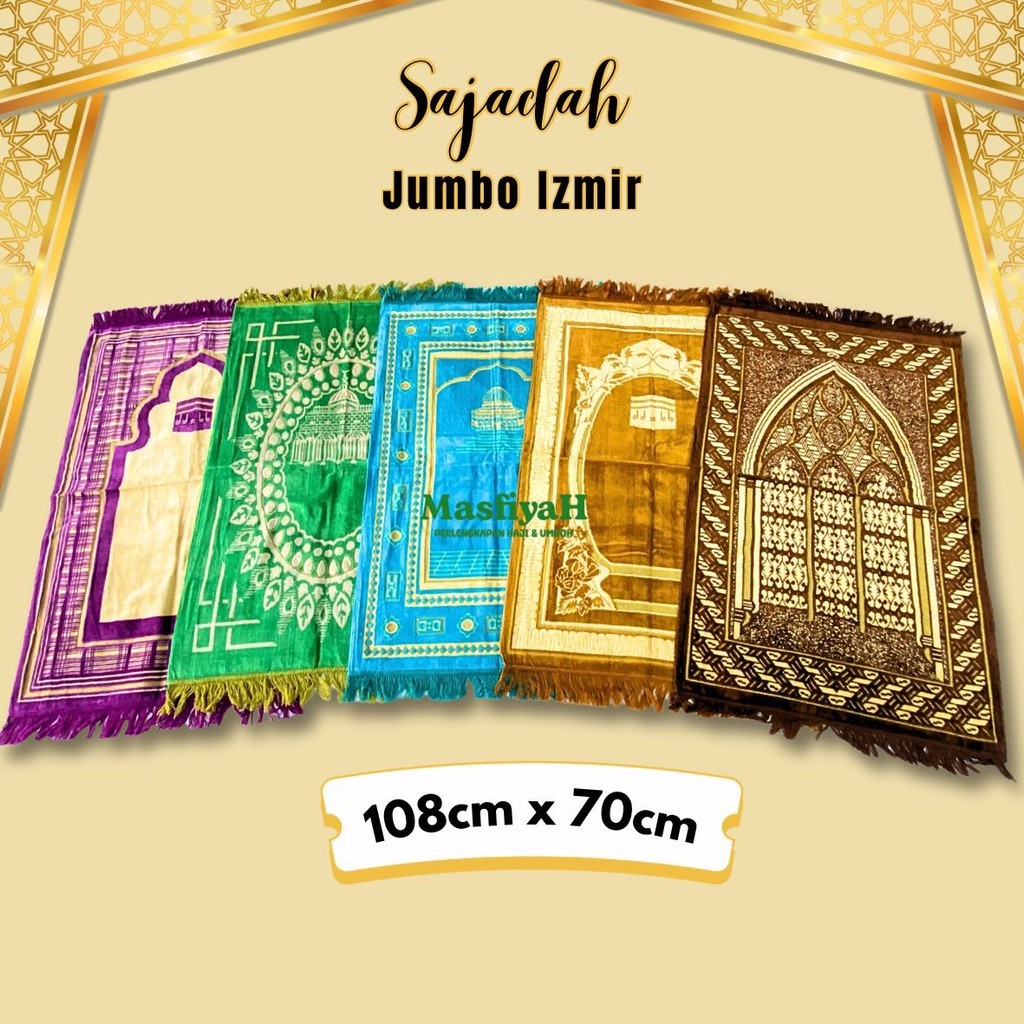 SAJADAH JUMBO IZMIR 70X108cm SAJADAH TRAVEL HAMPERS HAJI SOUVENaIR UMRAH OLEH OLEH HAJI UMRAH