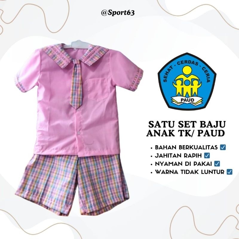 TIO.SHOP Seragam anak TK/Paud/Stelan anak tk/Paud/Satu set baju anak Tk/Paud/Seragam anak Tk/Seragam