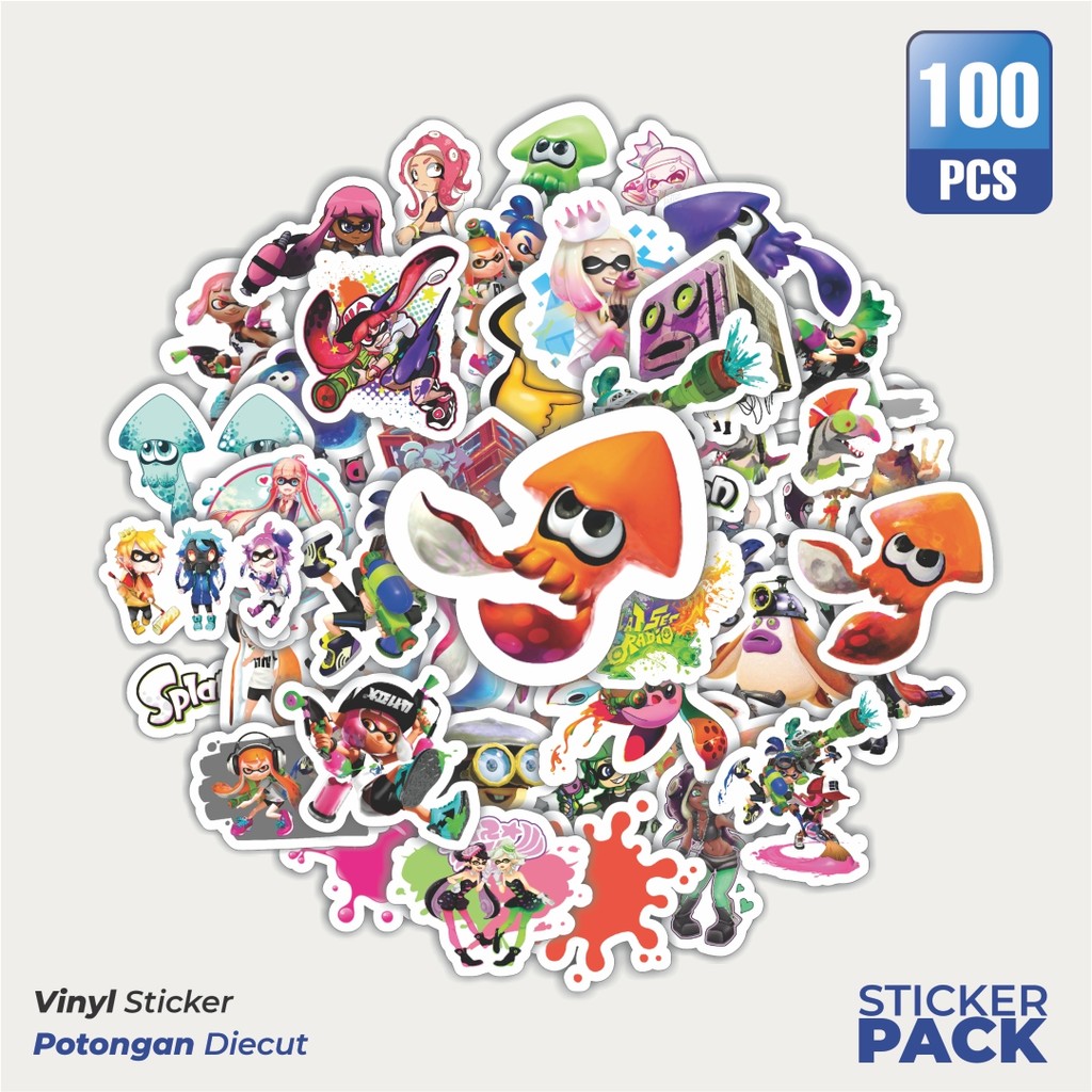 

100 PCS STIKER Stiker Game Series Splatoon Karakter Mix 3 Waterproof Aesthetic- Untuk Laptop, Motor, dan Helm - Paper Stationery Pack