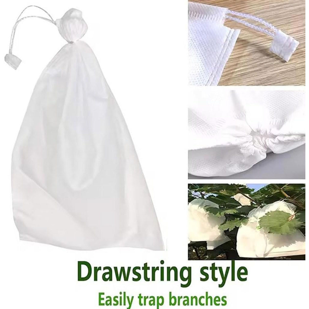 

50PCS Fruit Protection Bags for Tree Netting Nets to Protect Fruit Mesh Fruit Organza Bags with Drawstring Net Cover