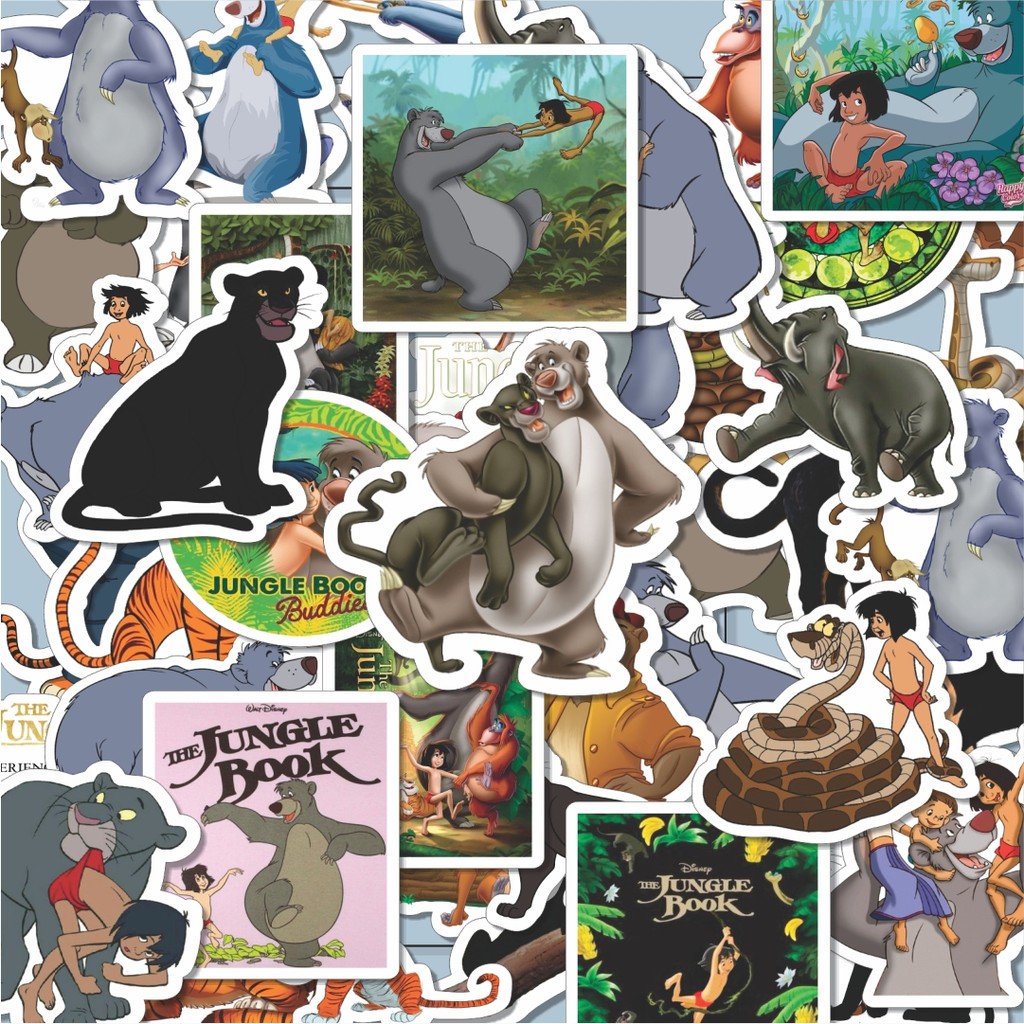 

100PCS Lucu Stiker Disney Series The Jungle Book Karakter Mix 1 Stiker Aesthetic Stiker Anti Air Stikers Berperekat Waterproof sticker decal buat Motor Helm Buku Journal Koper Casing HP Laptop Botol Minum Hadiah anak