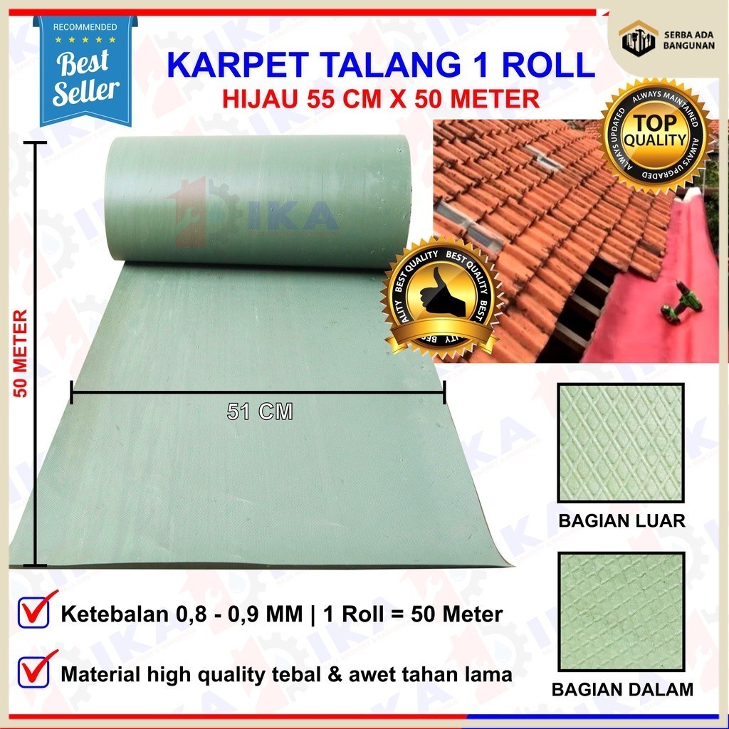 SAB Karpet Talang Air 1 Roll 55 (Bersih 51cm) Hijau Pabrikan READY 1 Roll = 50meter  PENGIRIMAN CARG