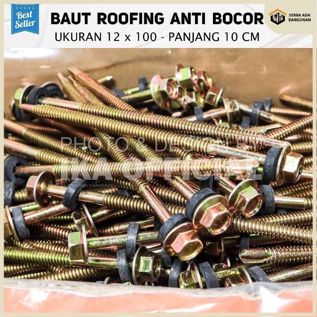 SAB 1 PCS / 1 Buah -  100mm Baut Sekrup Roofing / Baut Sekrup Baja Ringan Kuning 100 mm / 10cm *MURA