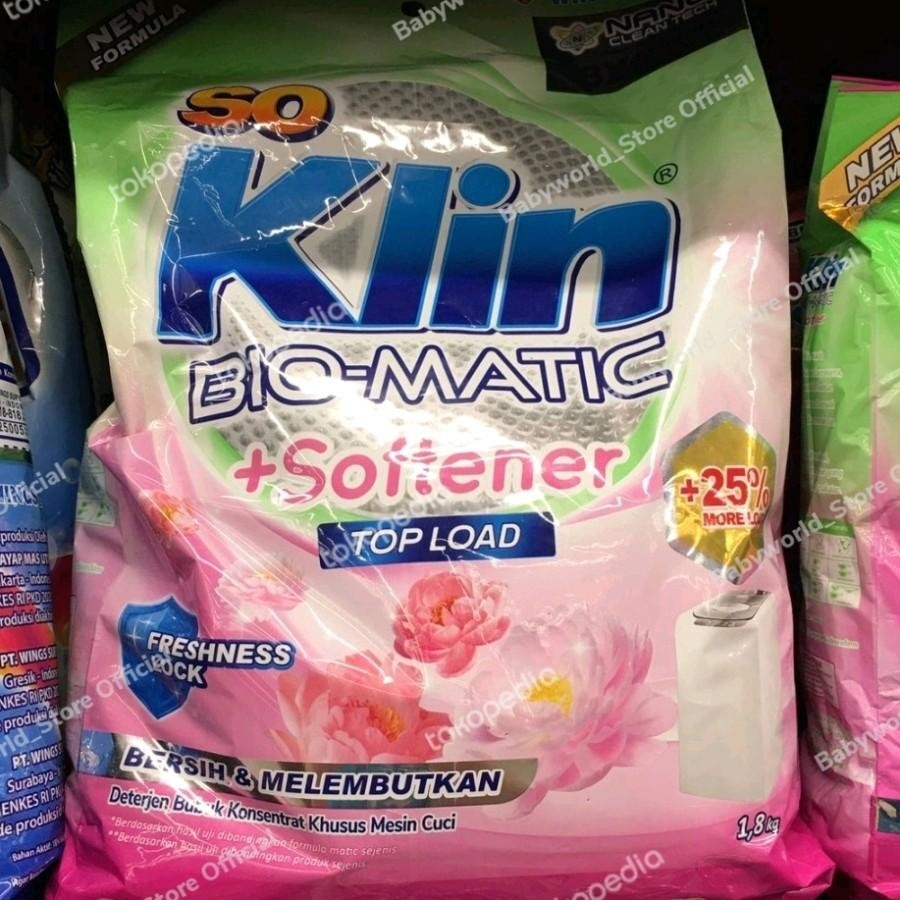 Soklin Bio Matic Softener Detergen Bubuk Top Load 1.8kg