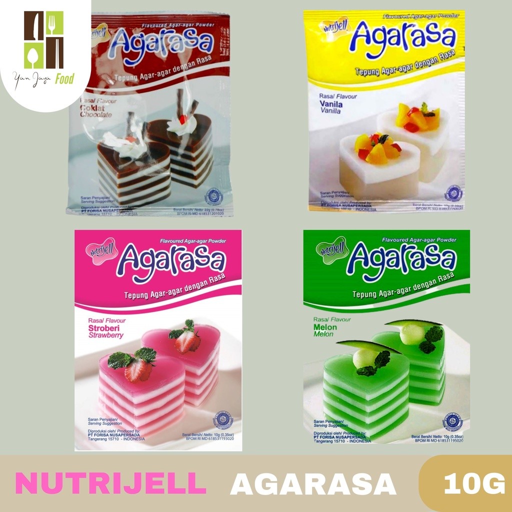 

Nutrijel Agarasa 10G /Agar-Agar Rasa Coklat/Vanila/Strawberry/Melon 10g