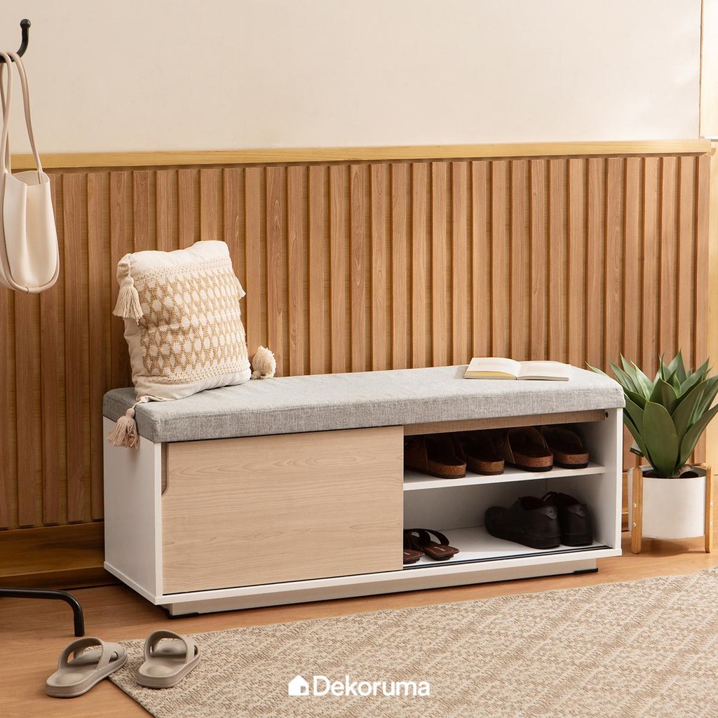 Dekoruma RAITA Rak Sepatu 2 Susun dengan Bench / Sofa Rak Sepatu