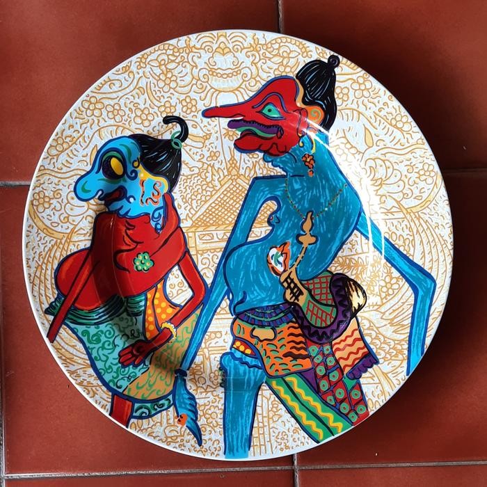 Terbaru (Set/ Paketan) Piring Keramik Hiasan Pajangan Dinding Motif Wayang - Petruk Gareng