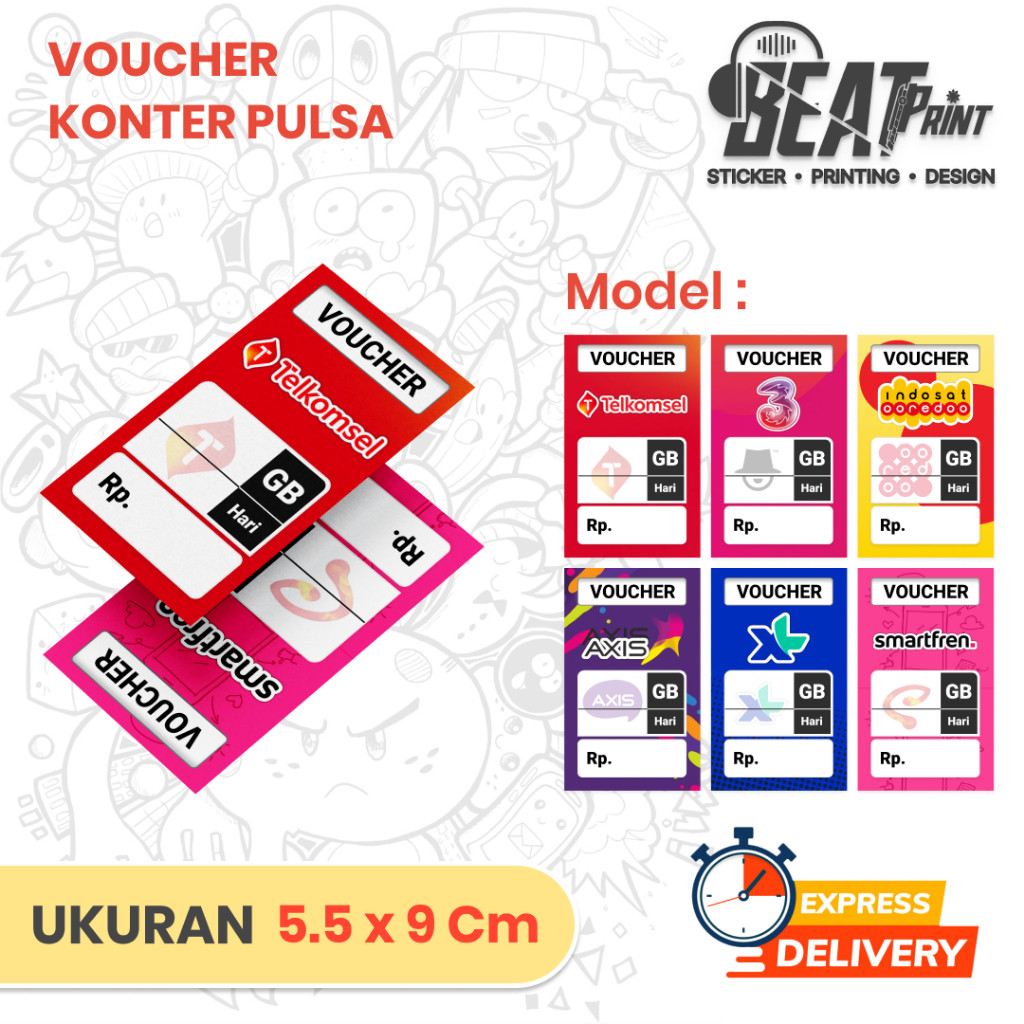 

Label Harga Konter Pulsa - Display Voucher / Kuota | Beat Print