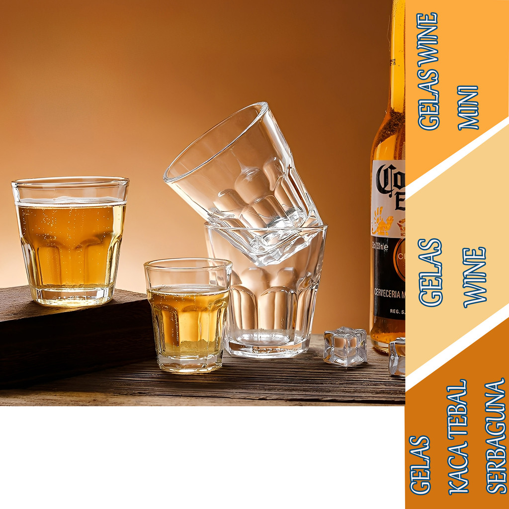 Gelas Mulut Kecil - Gelas Wine Mini - Gelas Kaca Tebal - Gelas Kaca Model - 150ml