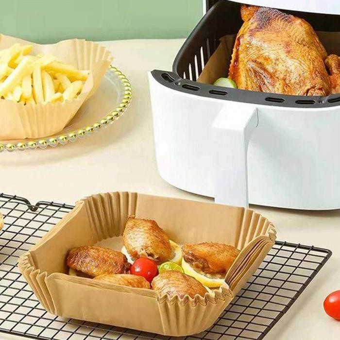 

Kertas Alas Air Fryer Baking Paper / Cooking Liner Tray Anti Lengket - Square Brown
