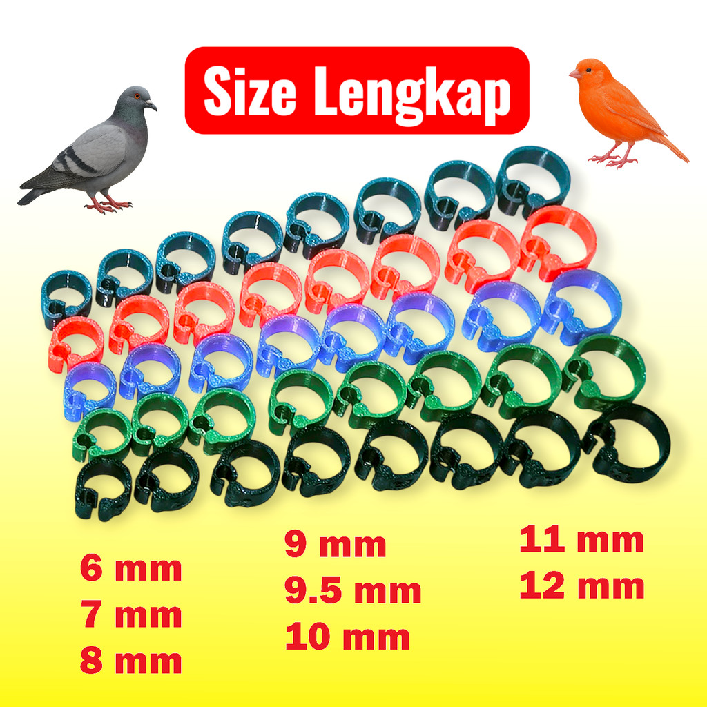 Ring Cincin Gelang Kaki Burung Merpati Puyuh Clip plastik ukuran lengkap