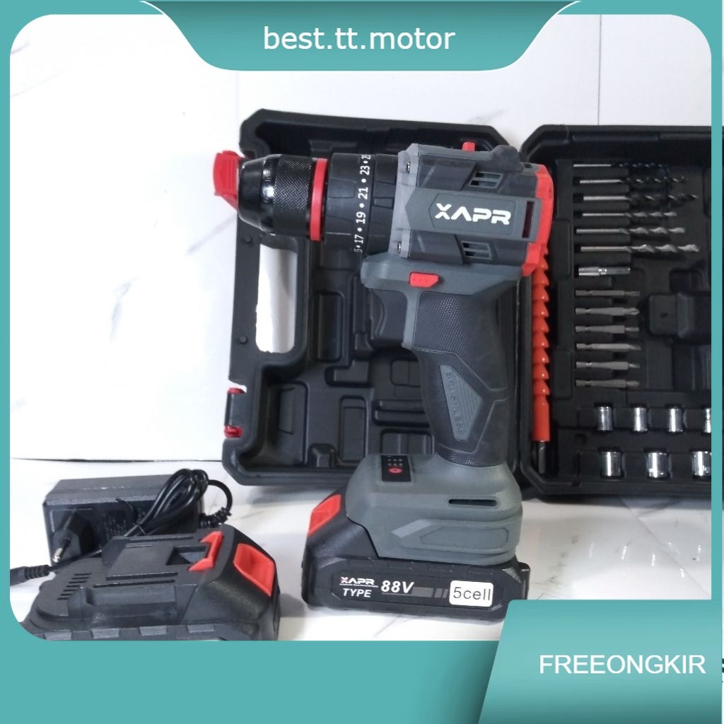Mesin bor Cordless batrai LXT brushless APR Ap85+ impact drill