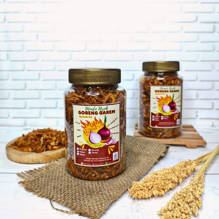 

HEMAT! GORENG GAREM MINDO NYOK, BAWANG GORENG KHAS BETAWI TANPA TEPUNG 110gr - Pedas