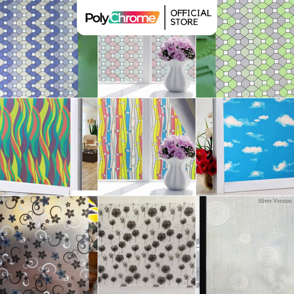 [Part 1] Wallpaper Stiker Kaca 90 cm x 3 meter Jendela Pintu Meja Kaca Polos Sandblast Sunblast Ribe