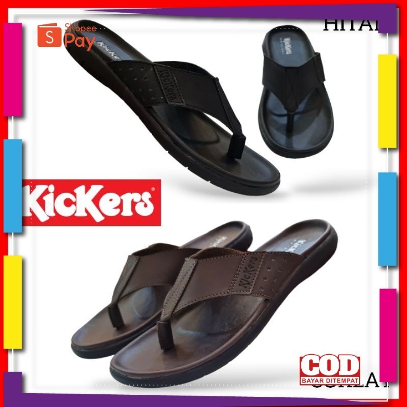 [PREMIUM ORIGINAL] SANDAL PRIA KULIT KICKERS / SANDAL JEPIT COWOK DISTRO LEBARAN FORMAL KASUAL / SAN