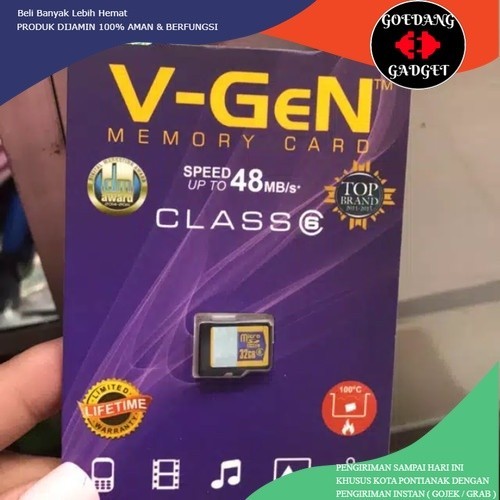 32GB CL6 VGEN KARTU MEMORY MICRO SD ORIGINAL 100% CLASS6 MEMORI HP MICROSD V-GEN 32 GB CLASS 6