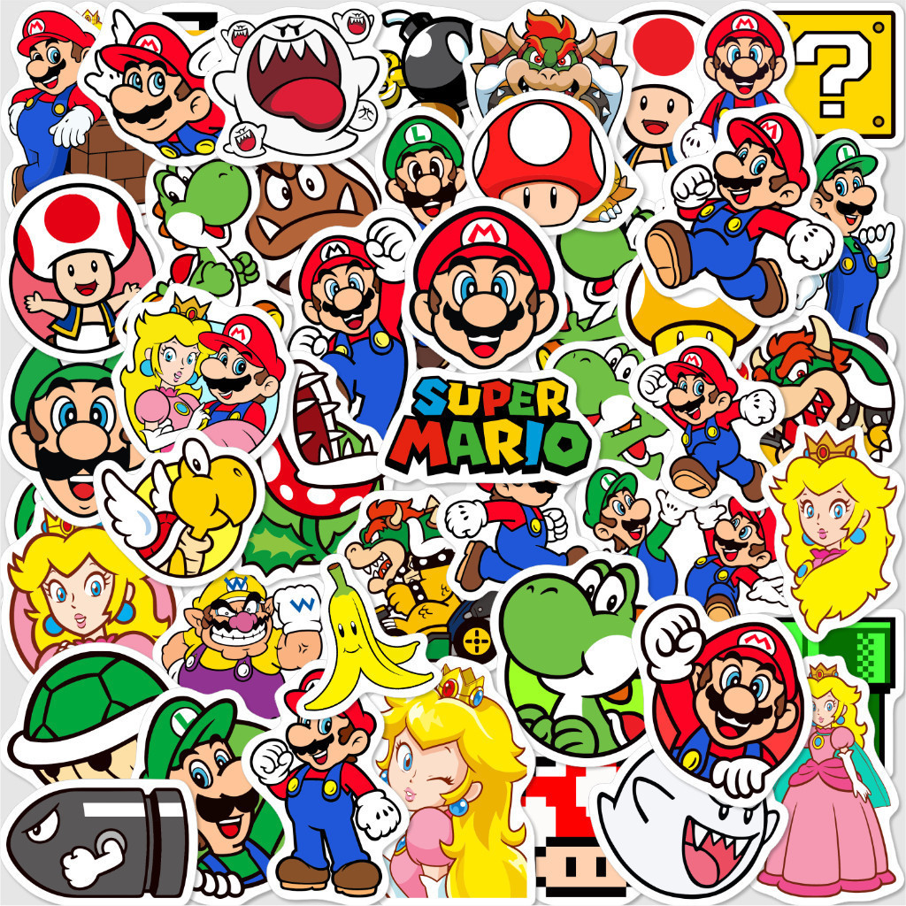 

50 PCS STICKER PACK SUPER MARIO BROS UNTUK TUMBLER HP HELM AESTHETIC
